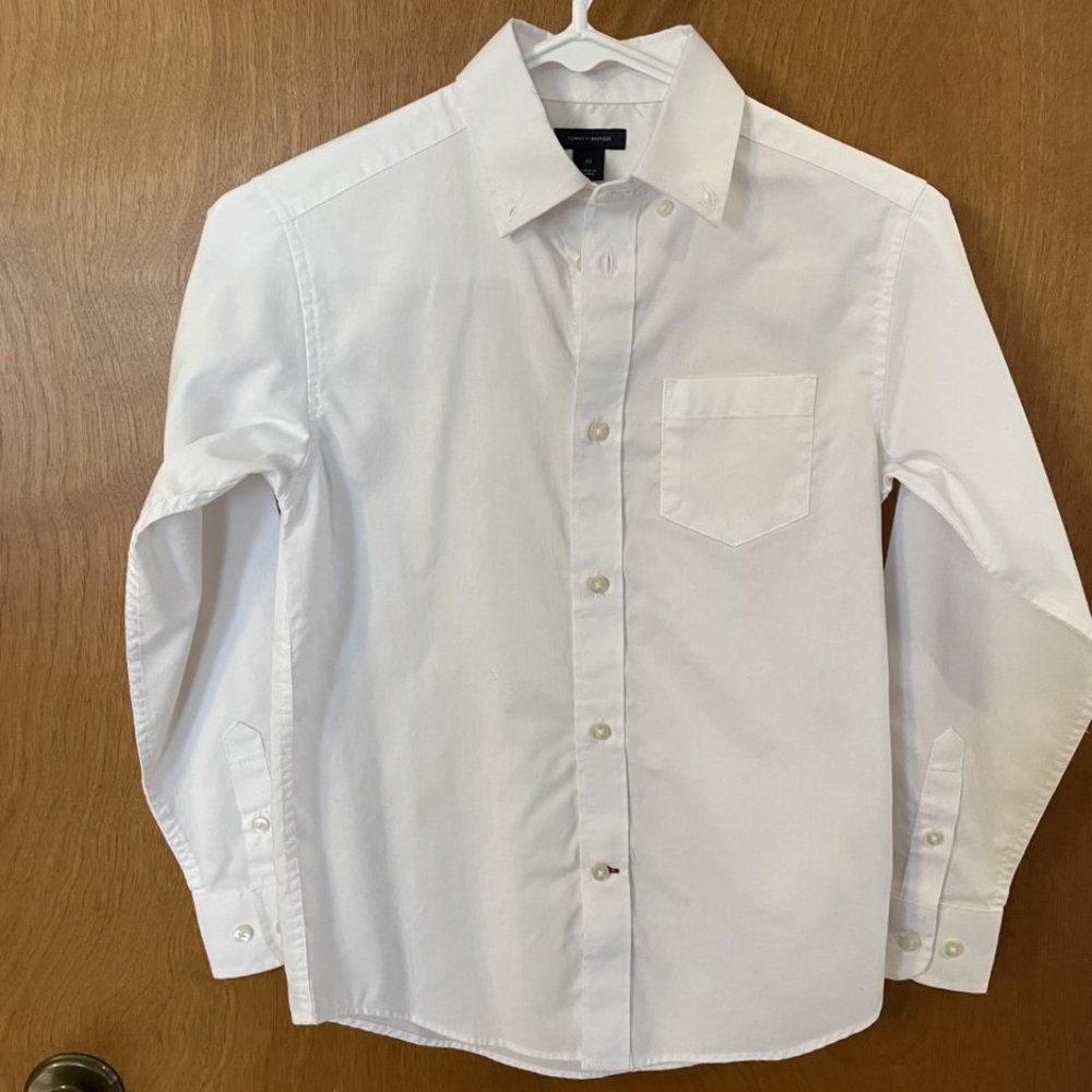 Boys Tommy Hilfiger Long Sleeve White Button Down Shirt Size 10 - EUC, Worn Once